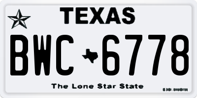 TX license plate BWC6778