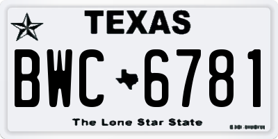 TX license plate BWC6781