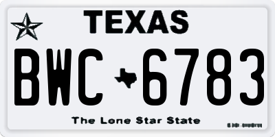 TX license plate BWC6783