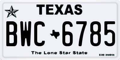 TX license plate BWC6785