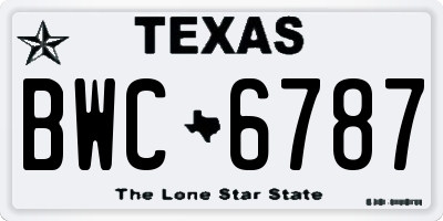 TX license plate BWC6787
