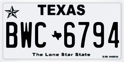 TX license plate BWC6794