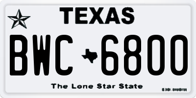 TX license plate BWC6800
