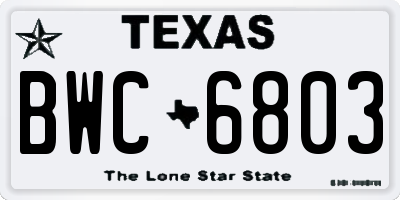 TX license plate BWC6803