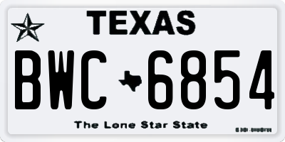 TX license plate BWC6854