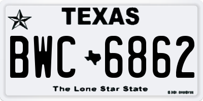 TX license plate BWC6862