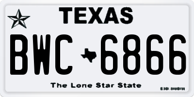 TX license plate BWC6866