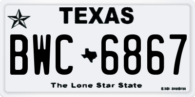 TX license plate BWC6867