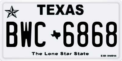 TX license plate BWC6868