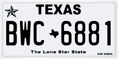 TX license plate BWC6881