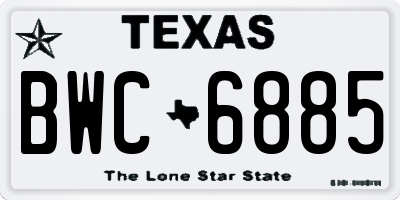 TX license plate BWC6885