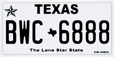 TX license plate BWC6888