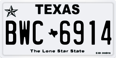 TX license plate BWC6914