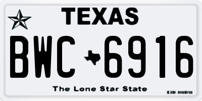 TX license plate BWC6916