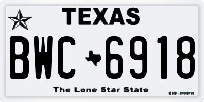 TX license plate BWC6918