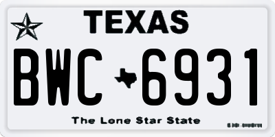 TX license plate BWC6931