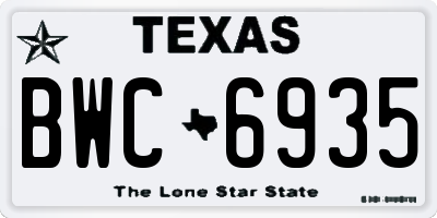 TX license plate BWC6935