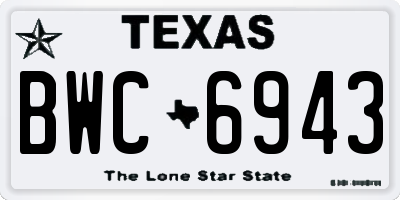 TX license plate BWC6943