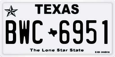 TX license plate BWC6951
