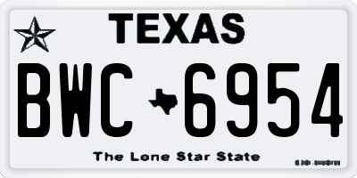 TX license plate BWC6954