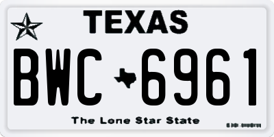 TX license plate BWC6961