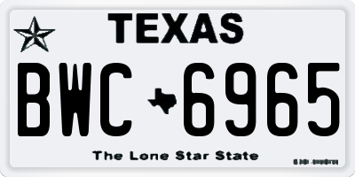 TX license plate BWC6965