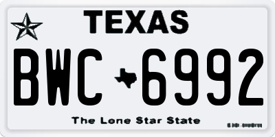 TX license plate BWC6992