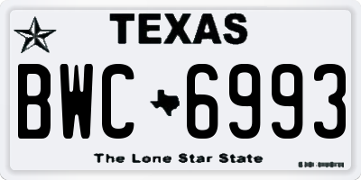 TX license plate BWC6993