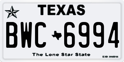 TX license plate BWC6994