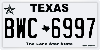 TX license plate BWC6997