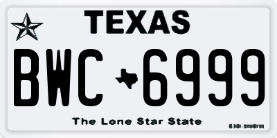 TX license plate BWC6999