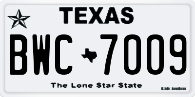 TX license plate BWC7009