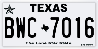 TX license plate BWC7016