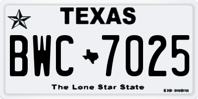 TX license plate BWC7025