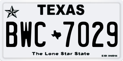 TX license plate BWC7029