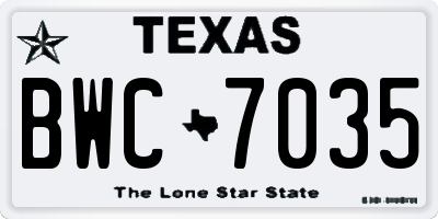 TX license plate BWC7035