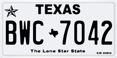 TX license plate BWC7042