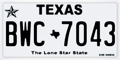 TX license plate BWC7043