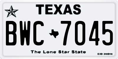 TX license plate BWC7045
