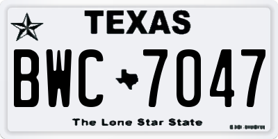 TX license plate BWC7047