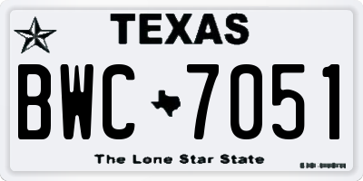 TX license plate BWC7051
