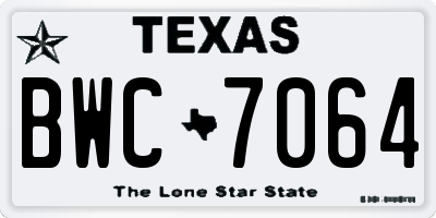 TX license plate BWC7064