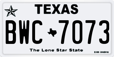 TX license plate BWC7073