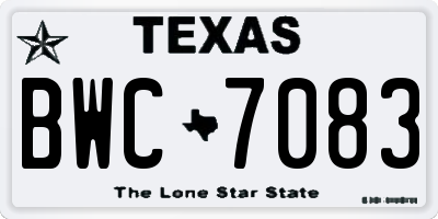 TX license plate BWC7083