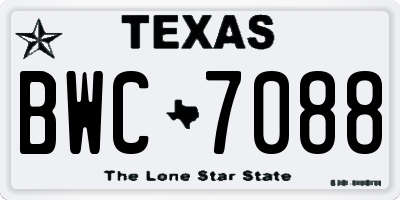 TX license plate BWC7088