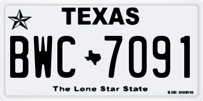 TX license plate BWC7091