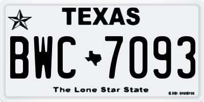 TX license plate BWC7093