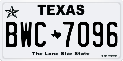 TX license plate BWC7096