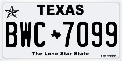 TX license plate BWC7099