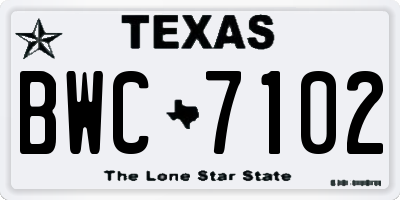 TX license plate BWC7102